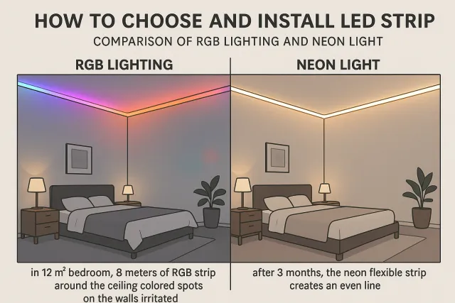 Как выбрать и установить LED-ленту: сравнение RGB-подсветки и неоновых световых решений для интерьера